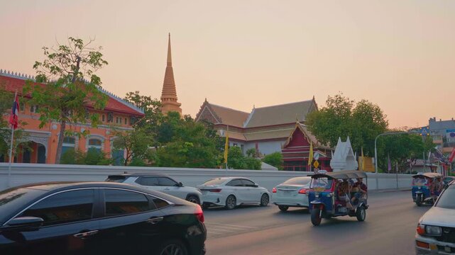Wat Phra Kaew or Emerald Buddha Temple a tourist famous landmark which relate to religion in Bangkok Thailand. Amazing Thailand travel concept.