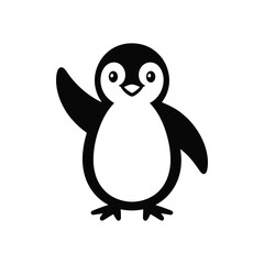 Fototapeta premium Cute Waving Penguin Cartoon Vector Illustration