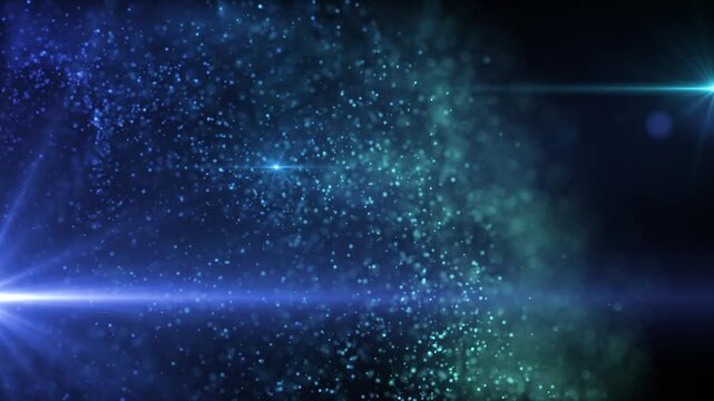 Blue abstract technology composition. Organically waving particles and flickering lights.