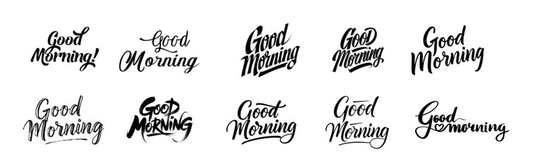 Variety of elegant good morning typography designs © Posh Pallete