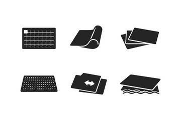 Collection of six different black icons representing various materials and textures