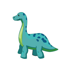 Fototapeta premium Vector illustration of a light green dinosaur with blue spots on its neck.