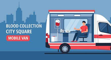 Mobile Blood Donation Van in City Square for Blood Collection Services