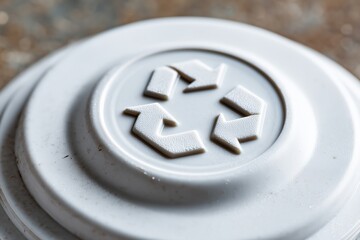 Close-Up of Recycle Symbol on Plastic Lid