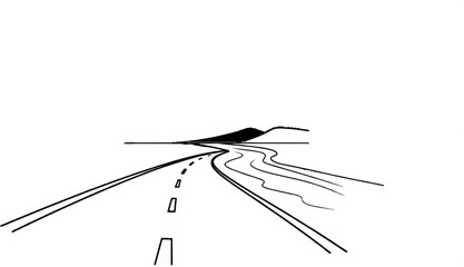 Fototapeta premium A winding black and white sketch of a road disappearing into the distance
