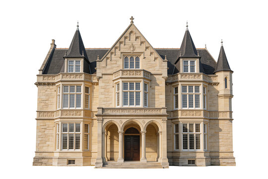 Grand Gothic Revival Stone Mansion with Towers