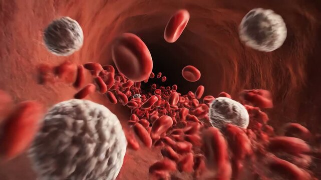 Human Heart and Circulatory System 3D Animation with Blood Cells Flowing