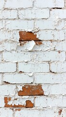Distressed White Brickwork with Aged Interior and Cracked Plaster for a Grunge Aesthetic Background