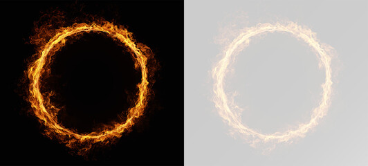 fire ring with realistic burning flames and glowing sparks on transparent background png © Alehandro