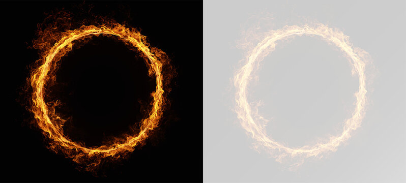 fire ring with realistic burning flames and glowing sparks on transparent background png