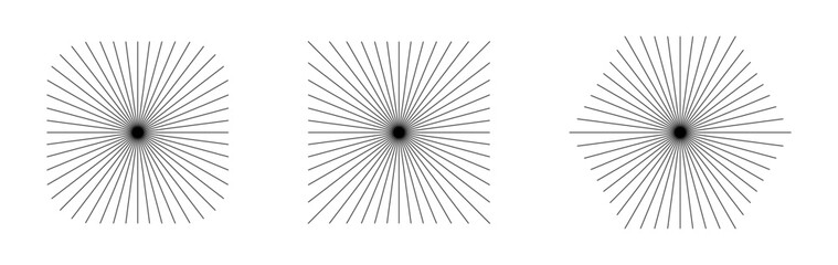 Obraz premium Minimalist radial line geometric shapes in square and hexagon forms