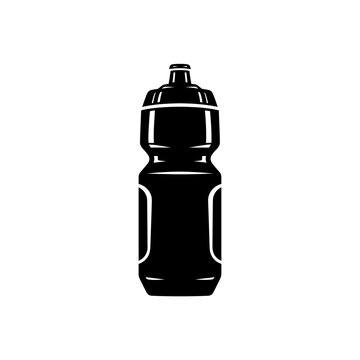 Cycling Water Bottle Squeezy Bidon Black Vector Silhouette for Sports Hydration and Athletic Fitness Concepts