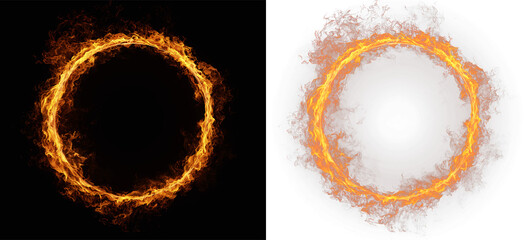 fire ring with realistic burning flames and glowing sparks on transparent background png © Alehandro