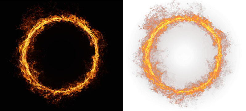 fire ring with realistic burning flames and glowing sparks on transparent background png
