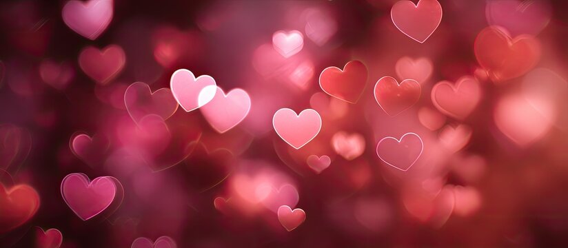 Blurred background with many pink and red hearts