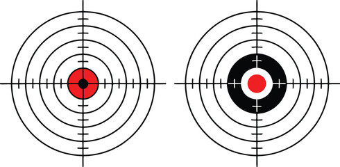 Two target diagrams with bullseyes and concentric circles for accuracy assessment Vector
