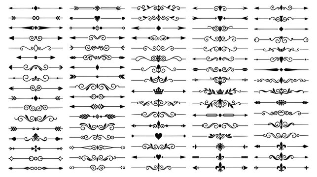 Collection of decorative dividers and borders for design elements