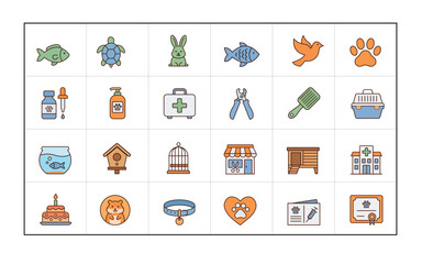 Fototapeta premium National pet day icon set. National pet day pattern concept. Vector illustration.