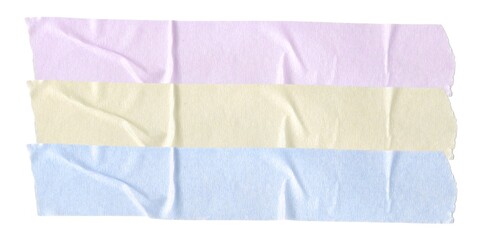Obraz premium Colorful crumpled paper strips texture, pastel wrinkled paper background isolated for creative design, collage, banner, and abstract layout.