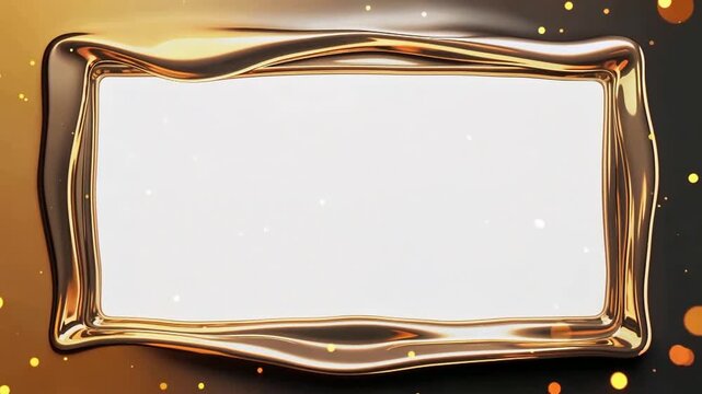 golden frame with confetti celebration video placeholder.