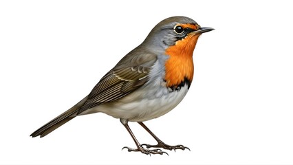 Fototapeta premium A small bird with orange and gray feathers standing on transparent background