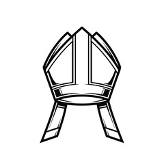 Fototapeta premium Stylized black and white illustration of a bishop's miter hat with flowing ribbons