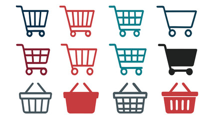Set of isolated shopping cart and basket icons on white background © GW