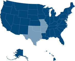 Fototapeta premium South region. West South Central: Arkansas, Louisiana, Oklahoma, Texas. States of America territory. Separate states. Vector