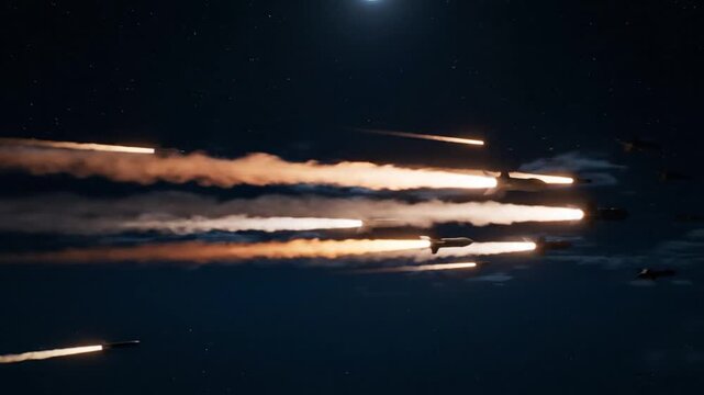Military Jets Flying in Formation at Night.