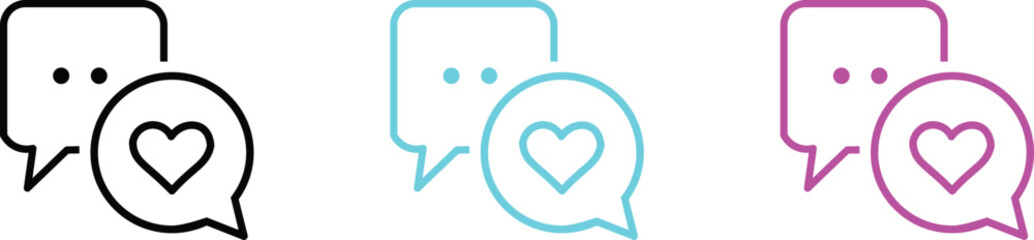 Chat Bubble with Heart Icon Set.