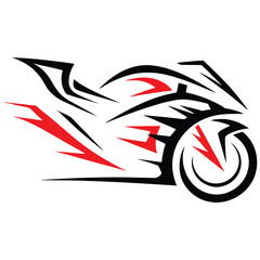 Dynamic red and black sport bike vector illustration with motion effects