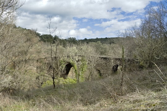 Medieval Bridge of Valdesotos in the Spanish province of Guadalajara