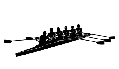 Rowing Team Racing Boat Silhouette Sport Icon Vector © MdMominul