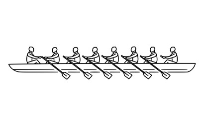 Minimal Rowing Team Boat Line Icon Vector Set © MdMominul