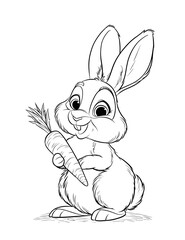 Fototapeta premium A bunny with carrots coloring page.