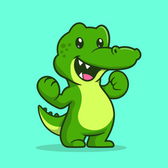 Obraz premium Cute Crocodile Standing Cartoon