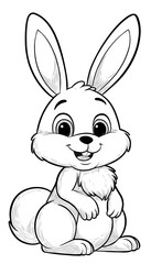 Obraz premium A cute bunny smiling coloring page.