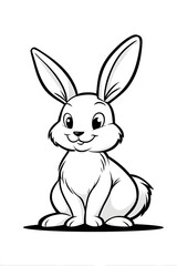 Obraz premium A cute bunny smiling coloring page.