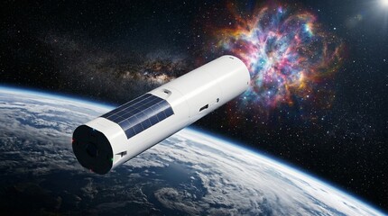 Spacecraft Emerging from Earth's Atmosphere with Stunning Cosmic Backdrop