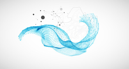 Fototapeta na wymiar The abstract wave is made in a frame style. Template for science and technology presentation.