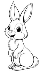 Obraz premium A cute bunny smiling coloring page.