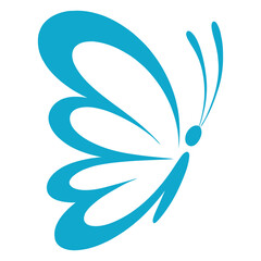 Elegant minimalist blue butterfly vector icon
