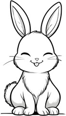 Fototapeta premium A cute bunny smiling coloring page.