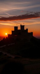 Fototapeta premium Castle Silhouette Sunset. (1)