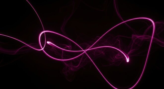 Abstract Pink Light Trails on Black Background.