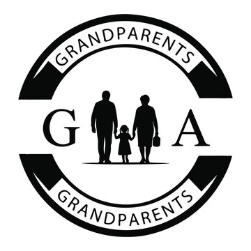 Black logo of family with grandparents and child silhouette