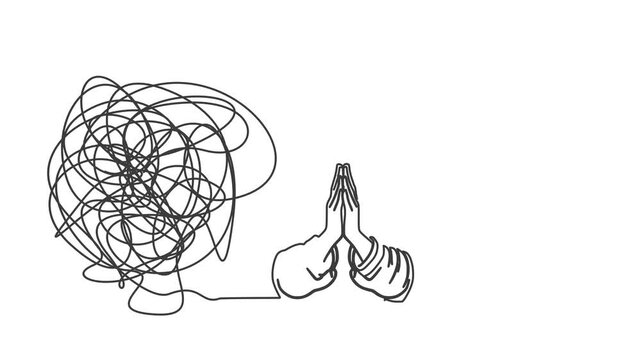 Path to Christian religion concept. Metaphor of problem solving, chaos and mess, difficult situation. Change of mindset. Unraveling tangled tangle.