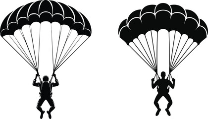 Skydiver Parachute Silhouette Vector Illustration © meerobeul