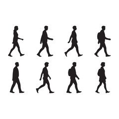 Fototapeta premium Silhouettes of people walking in various poses a simple graphic illustration