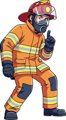 Obraz premium Firefighter in full protective gear gesturing for silence
